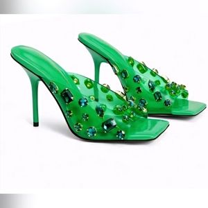 Good American Jeweled Emma Slip Heel Size 8 & 7.5